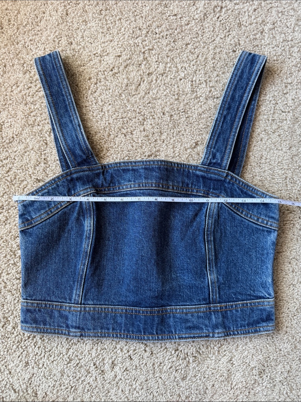 Sezane Hermance Top in Dark Blue Denim - Picture 6 of 11